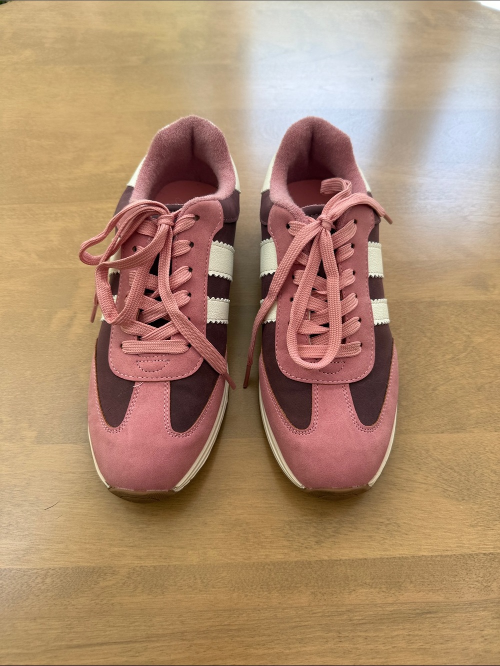 Dolce Vita Pink and Burgundy Retro Lace-Up Sneakers